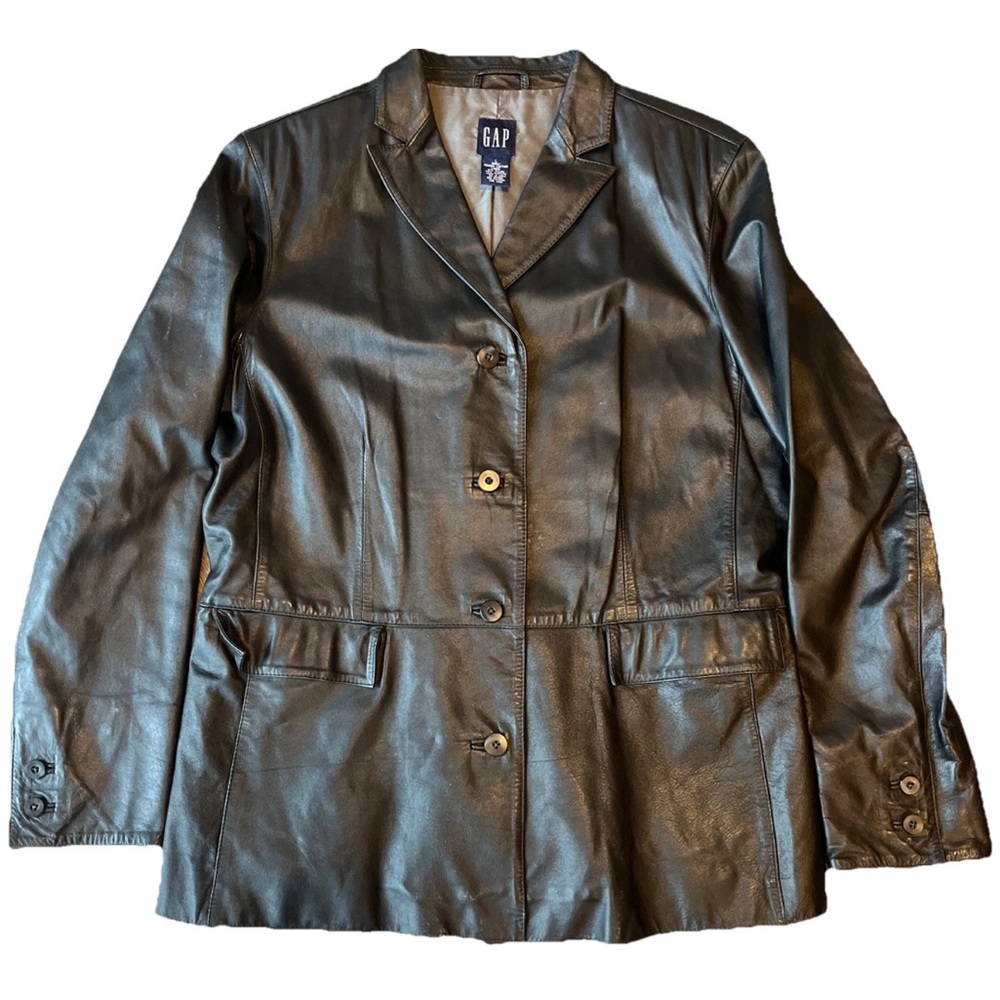 Vintage GAP Women's Black Leather Jacket